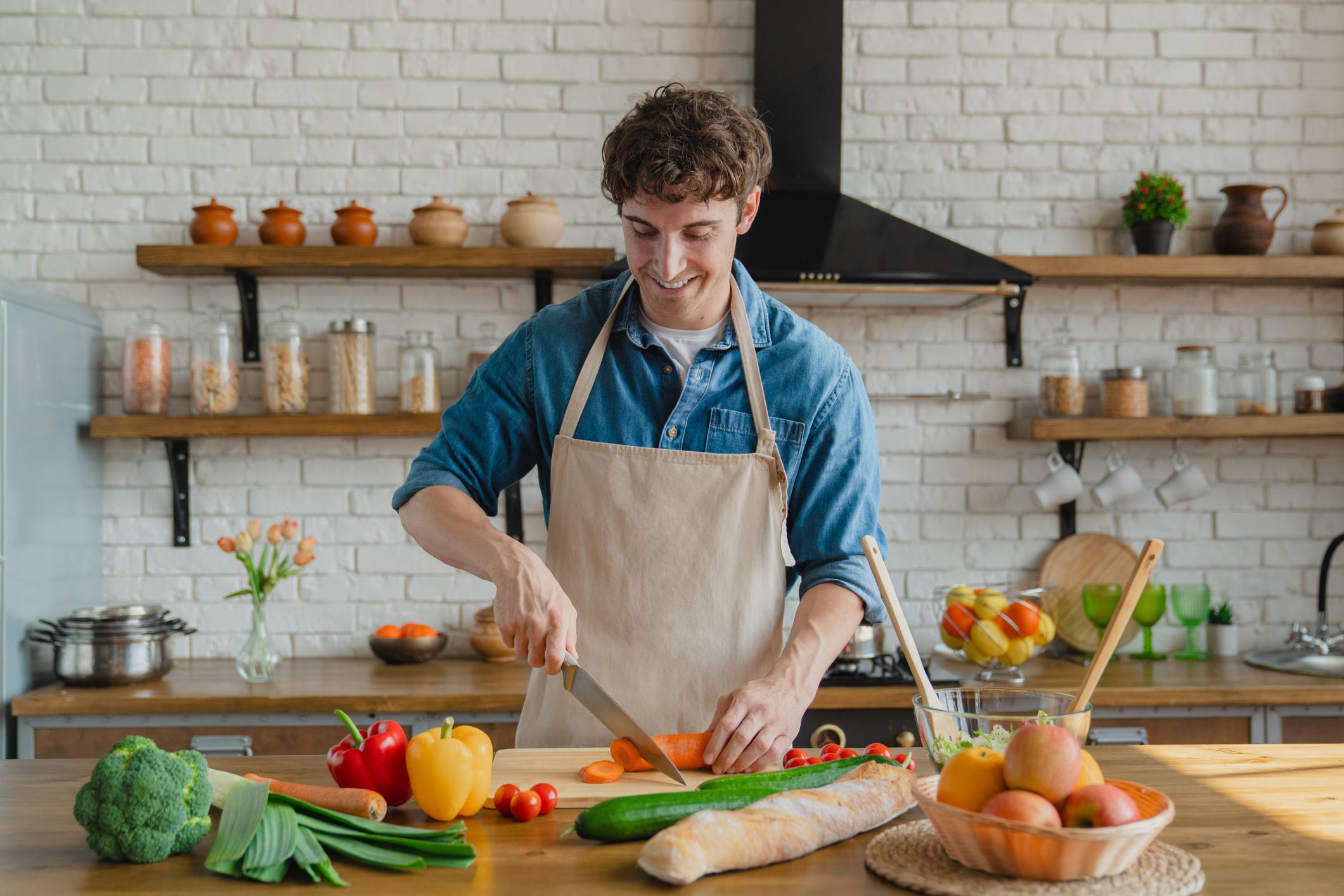Chef cooking for family